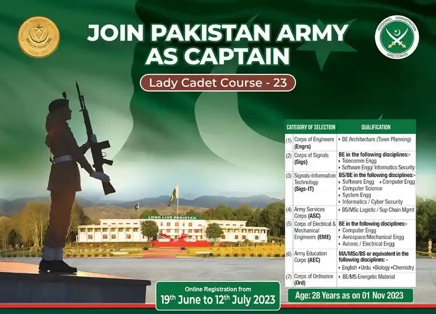 LLC Pak Army Lady Cadet Course | LCC Pak Army 2024