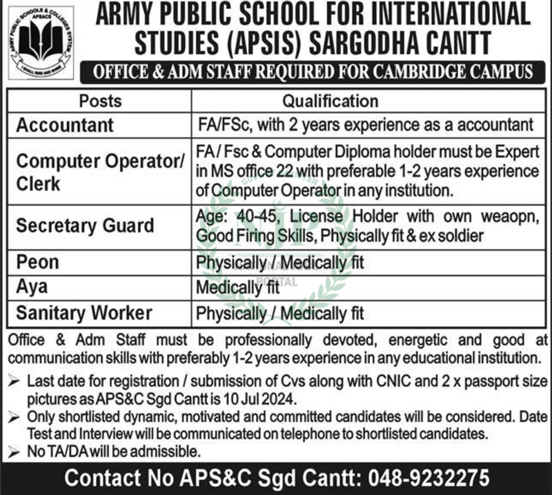 Army-Public-Schools-and-Colleges-FWO-Rawalpindi-Jobs-Advertisement